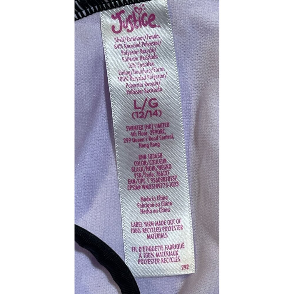Justice Girls Sz L 12/14 1 Shoulder Cut Out Swimsuit UPF 50+ Rainbow Palm Print - Picture 9 of 9